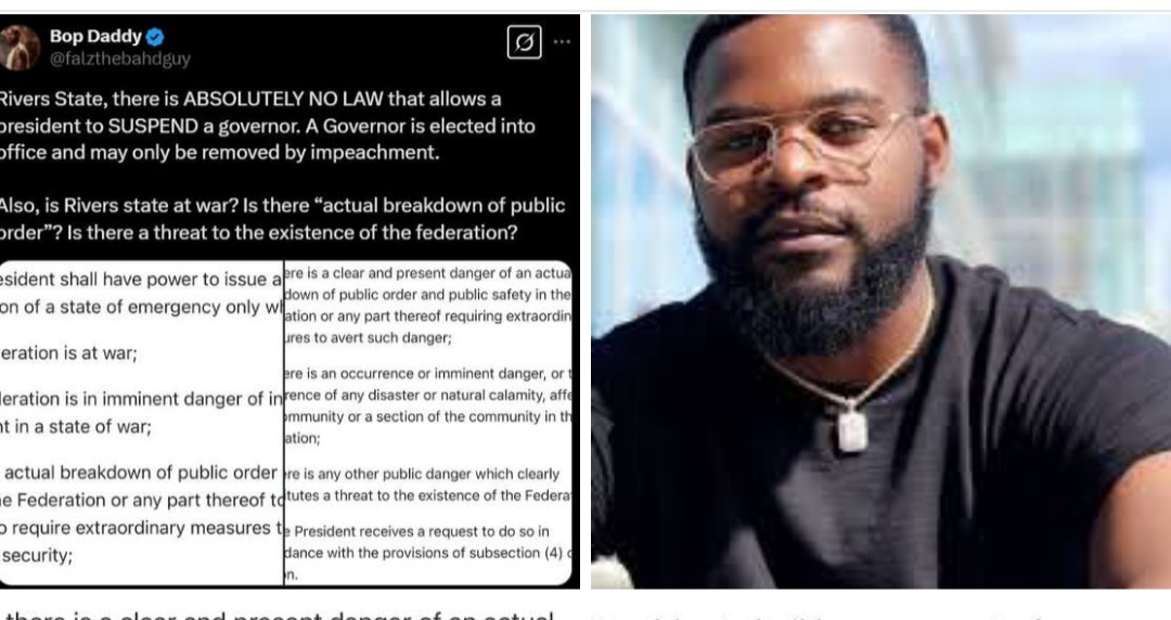 Falz Rejects Tinubu’s Suspension of Rivers Governor