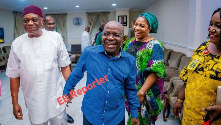 Governor Otti Hosts Senator Orji Kalu