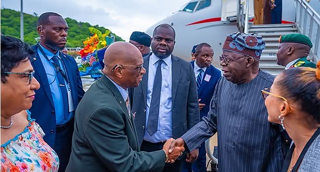 President Tinubu Arrives In Saint Lucia