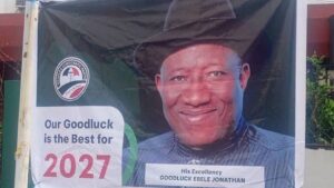 Ex-president Jonathan’s Posters Flood PDP NEC Venue